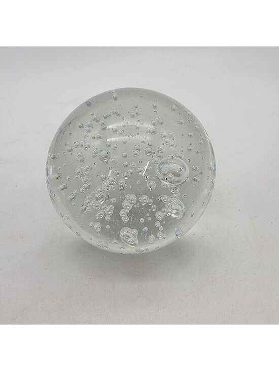 Other - Clear Controlled Bubbles Art Glass Paperweight Round